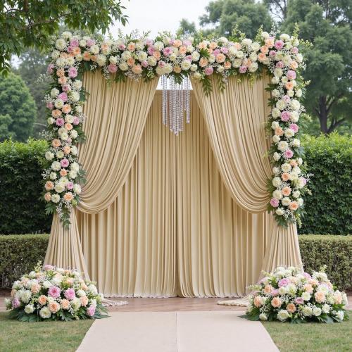 20ftx12ft Beige Backdrop Curtains for Wedding-Wrinkle Free Backdrops Curtain Drapes Fabric Decorations Photo Back Drop Cloth for Baby Shower Photography Stage Reception 4Panels 12ft(H) x 5ft(W)