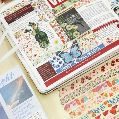 Flowers Washi Tape Set 60 Rolls Floral Patterns Decorative Skinny Blooms Masking Tapes for Arts, DIY Crafts, Journals, Planners, Scrapbook, Wrapping (Summer)