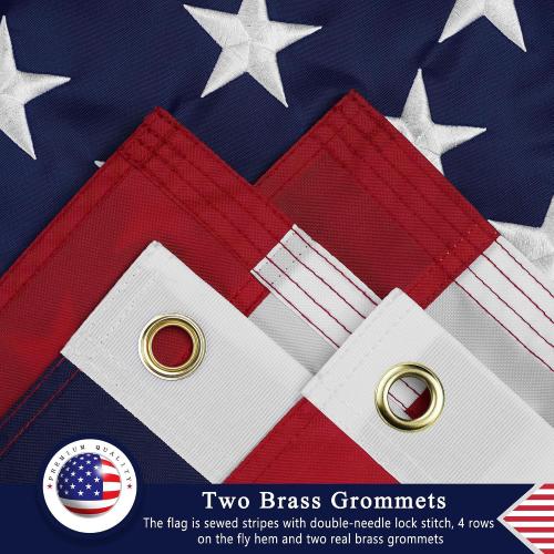 American Flag  for Outside, Heavy Duty US Flag for High Wind Outdoor | Heavy Duty Nylon, Fade Resistant and Waterproof USA Flag with Embroidered Stars, Sewn Stripes, Brass Grommets
