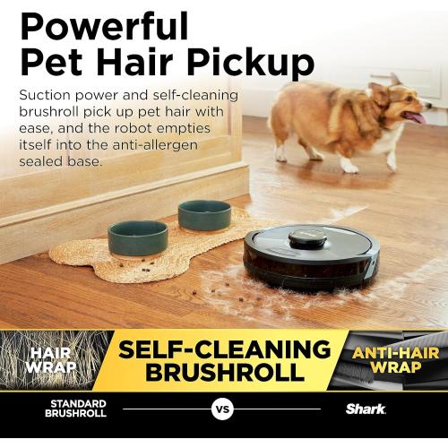 Shark Matrix Plus 2in1 Robot Vacuum & Mop with Sonic Mopping, Matrix Clean, Home Mapping, HEPA Bagless Self Empty Base, CleanEdge, for Pet Hair, Wifi, Black/Silver (RV2610WA)