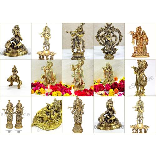 Size 21 eSplanade - Brass Radha Krishna - Big Size - Brass Radha Idol Statue Sculpture (21) (Krishna Antique)