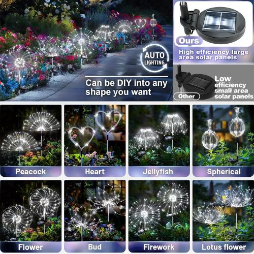 Anordsem Solar Garden Lights Outdoor: Fireworks Light Waterproof for Yard Outside - LED Starburst White Lighting Patio Path Decor 6 Pack - Gardening Gifts for Women Mom Homeowner