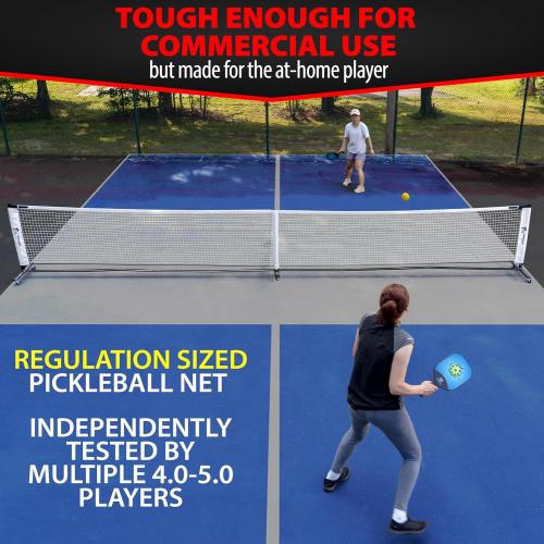 Deluxe Heavy Duty Pickleball Net with Wheels – Regulation Size Portable Net System with Lockable Wheels & Wheeled Carry Case | Tournament-Ready, Fast Setup | Backyard, Driveway, Gym & Court Use