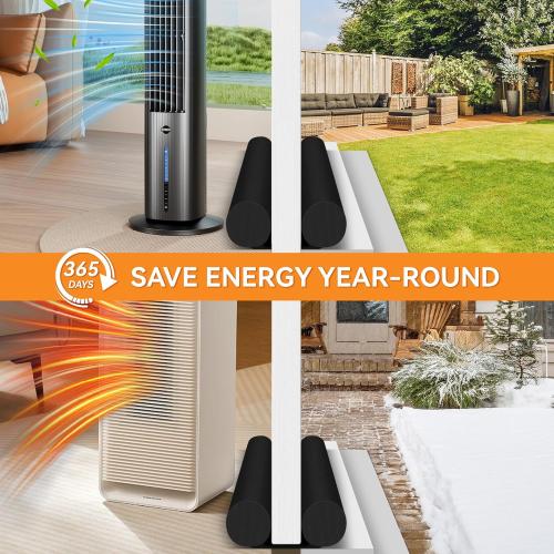 (2 Pack) Under Door Draft Stopper, Draft Stopper for Bottom of Door, Adjustable 30-36 Inch Door Draft Blocker, Under Door Gap Filler, Easy Install Door Seal, Helps Reduce Drafts, Noise and Heat Loss