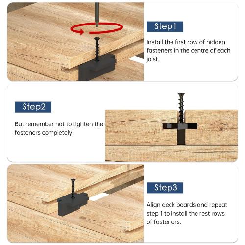 600PCS Hidden Fasteners Deck Fastener Clip Universal Nylon Clips Decking Fasteners Preloaded T Clips for Installing Composite Deck Boards