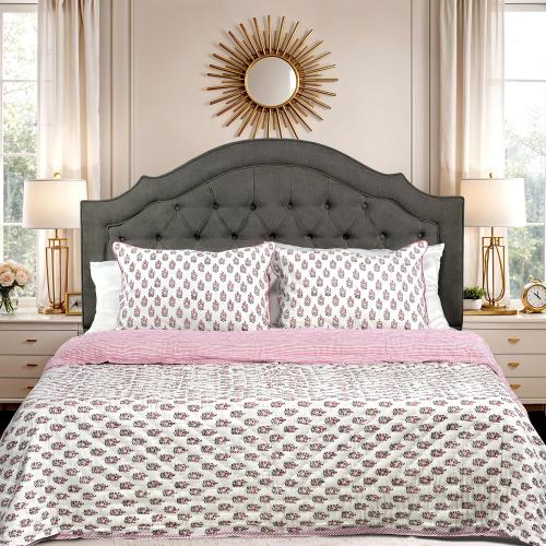 Ridhi Block Print Reversible Cozy Quilt Punch Pink Twin 60 X 90 Lightweight Blanket for Sofa, Couch, Bed Soft Breathable Comforter Handmade Bedspread Duvet for Farmhouse, Home, Winter