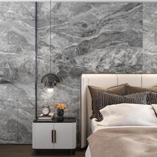 48x354inch Extra Wide Grey Marble Wallpaper Peel Stick Matte Thick Waterproof Adhesive Furniture Sticker Dark Gray Granite Textured Countertop Contact Paper Vinyl Wall Sticker for Bedroom Living Room