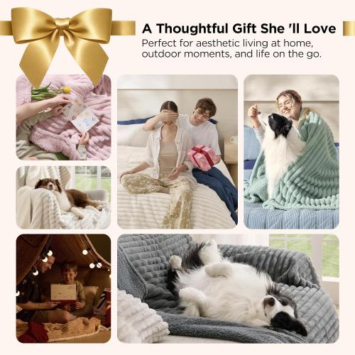 Bedsure ComfyFleece™ Waterproof Blanket for Bed, queen （70x180） Warm Grey