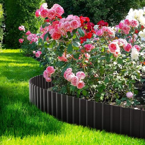LAVEVE Corrugated Metal Garden Edging 6 x 40Ft, Landscape Edging Border for Lawn, Flower Bed, Garden Fence, Paver Edging (Black)