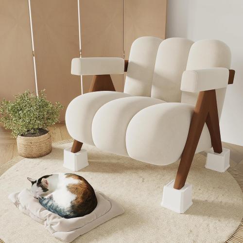 Bed Risers 4 Inch 8 Pack, Oversized L Shape Furniture Bed Lifts Risers 4 in Heavy Duty Wide Opening Elevators fits to Couch, Sofa, Bed Frame, White