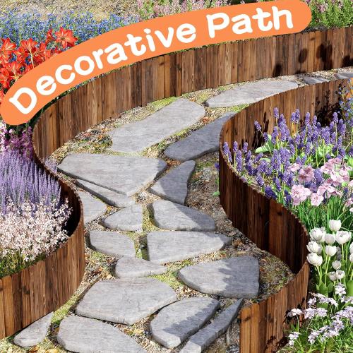 Wooden Garden Fence Wood Garden Edging Border Decorative Landscape Border Edging,Planting Tree Fence Landscape Edging Flower Bed Fences