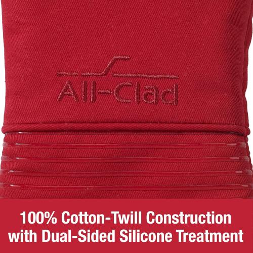 6 packs, All Clad Silicone Oven Mitt: Heat Resistant up to 500 Degrees - 100% Cotton & Silicone, 14x7 Oven Mitt for Kitchen and Barbeque,  Chili