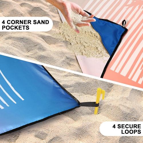 WIWIGO Beach Blanket Mat Waterproof Sandproof for 2-8 Adults Quick Drying