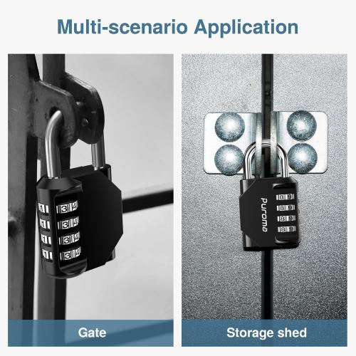 Puroma 2 Pack Combination Lock Locker 4 Digits Combo Padlock Gym Black