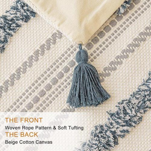 BUIOVBEY Boho Throw Pillow Covers Woven Tufted Pillow Cases with Tassels