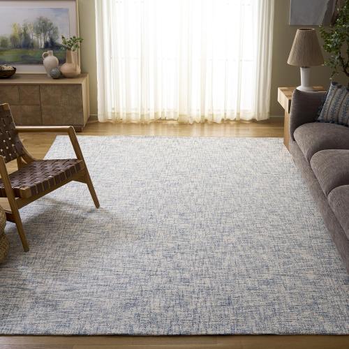 SAFAVIEH Area Rug 8x10 - Ebony Collection - Large - Blue & Ivory, Handmade Wool, Ideal for Living Room, Bedroom, Office, Dining Space (EBN350M)