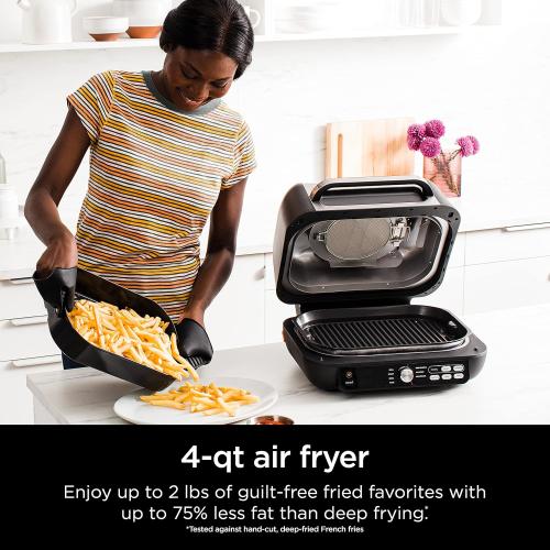 Black 12 Ninja IG651 Foodi Smart XL Pro 7-in-1 Indoor Grill/Griddle Combo, use Opened or Closed, Air Fry, Dehydrate & More, Pro Power Grate, Flat Top, Crisper, Smart Thermometer