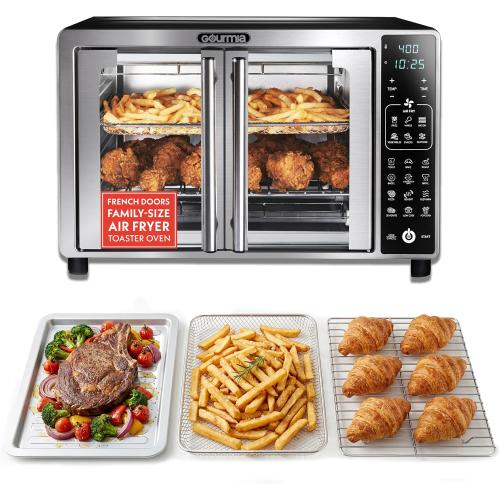 Gourmia Air Fryer French Door Toaster Oven - 6-Slice Capacity, LED Display with 19 Cooking Presets, Stainless Steel‼️needs heavy cleaning‼️