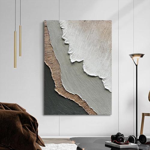 NANKAI Art Hand-Painted Beach Wave Landscape Oil Painting 40x28 Inch Abstract Wall Decorative Art