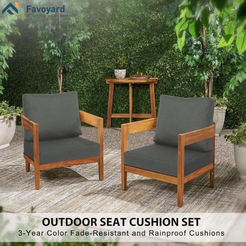Favoyard Deep Seat Patio Cushions Rainproof & Fadeness Furniture Cushion Set for Outdoor with Polyester-Linen Fabric & Removable Cover, Hidden Zipper and Adjustment Staps（Seat 22x22In Back 22x18.5In）