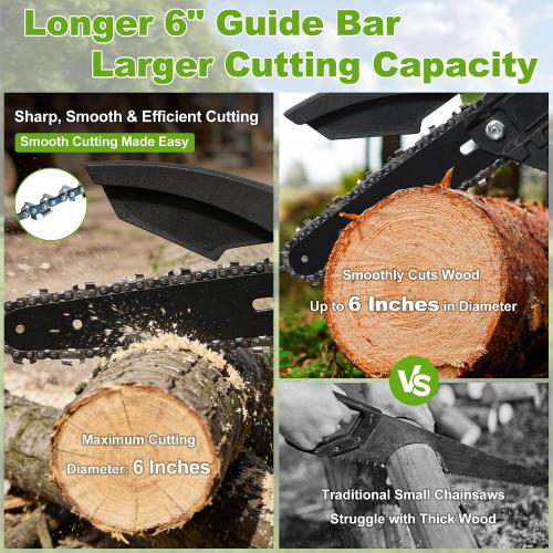Electric Pole Chainsaw for Tree Trimming,8 Inch Battery Powered Pole Saw with Extension Pole,Lightweight Brushless Tree Trimmer for Branch Cutting,Limb Pruning,Yard Cleanup,Garden Maintenance Outdoor