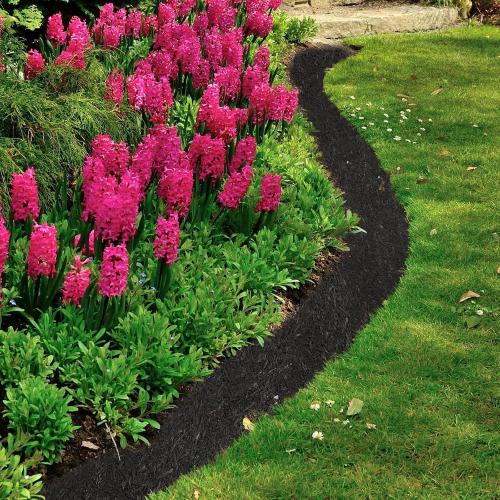 1 Roll Double Sided Rubber Mulch Roll - 2' x 8' - Mahogany/Black Modern Garden Edging