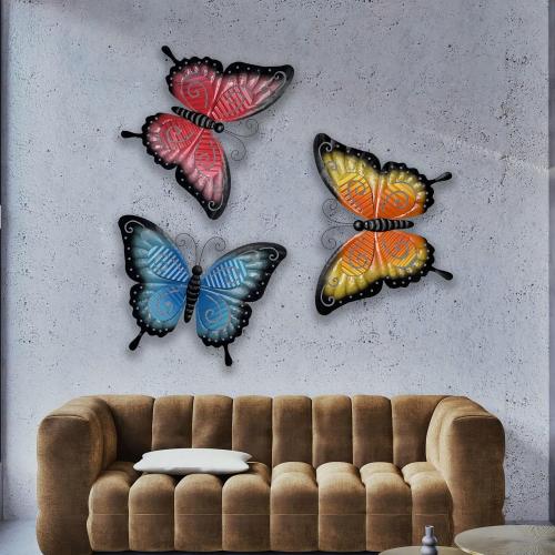 ABELOTS Metal Butterfly Wall Decor - 21 Oversized Outdoor Fence and Indoor Art Decor,Hanging Decoration for Garden Yard Living Room Bedroom Patio Balcony(3 Pack)