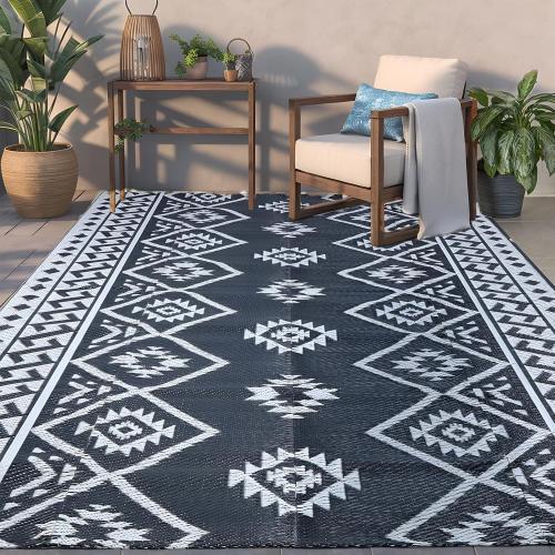 LILIOFFIC Outdoor Rug Waterproof 6x9 ft Outdoor Carpet Patio Rug Mat Reversible RV Camping Rug Plastic Straw Rug Outside Outdoor Area Rug for Patio Deck Balcony Backyard Picnic Beach