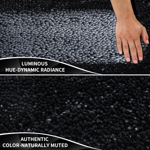 Yimobra Chenille Bathroom Rugs Non Slip, Extra Thick Soft Absorbent Bath Rug 31.5x20 Inch, Machine Washable Quick Dry Bath Mat for Bathroom Floor, Tub and Shower, Home Decor Accessories, Black