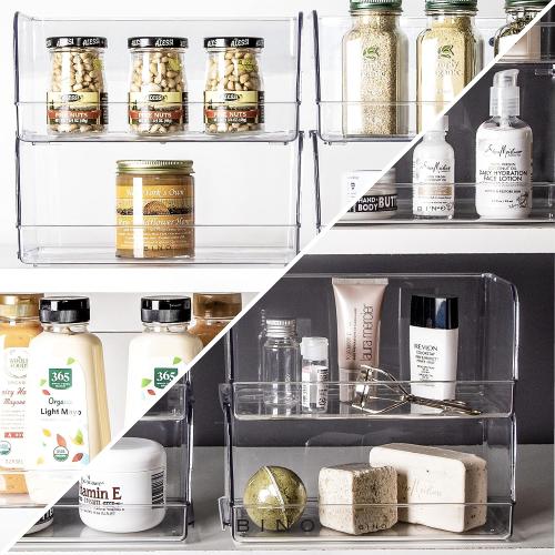 2 Pack BINO | Stackable Plastic Storage Bins, Large | THE MYRIAD COLLECTION | Multipurpose Bins | Pantry Organizers And Storage | Home Organization Containers | Clear Plastic Fridge Bin | Freezer Organizer