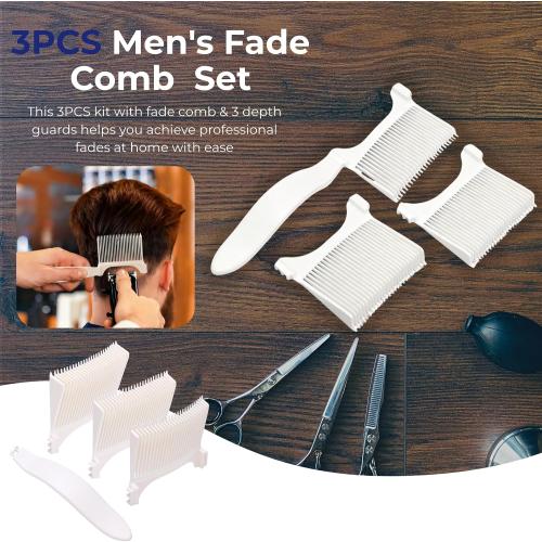 3PCS Hair Combs, Fade Comb and Styling Combs for Hair Cutting, Hair Combs for Home Hair Styling and Grooming (White)