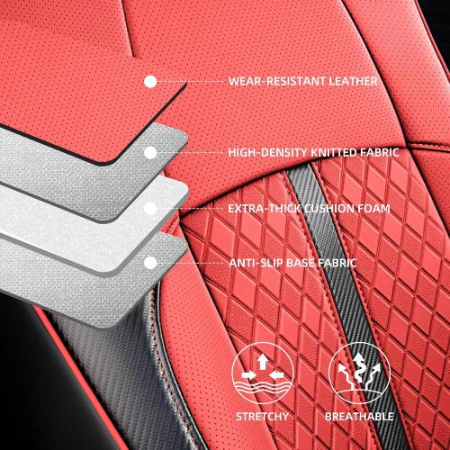 Custom Fit Seat Covers for 2025-2026 Toyota 4Runner (5-Seater), Waterproof Faux Leather Full Set, Full Coverage Protectors for SR5/TRD Off-Road/Sport/Limited/Trailhunter - Black Red