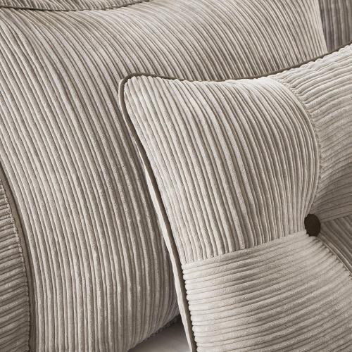 Queen Madison Park Cozy Comforter Set Casual Blocks Design All Season, Matching Bed Skirt, Decorative Pillows, Dallas Corduroy, Taupe Brown, 7 Piece