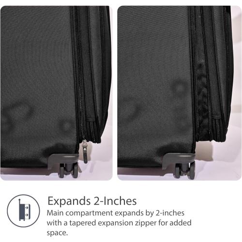 Travelpro Tourlite Softside 25 Expandable Luggage with 4 Spinner Wheels, Lightweight Suitcase, Checked Medium, Black