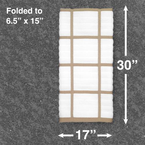 3 Packs All-Clad Checked Kitchen Towel: Highly Absorbent, Super Soft Long Lasting - 100% Cotton, 17x30 Tea Towel for Cleaning & Drying Dishes, Pans, Glassware, or Countertops, (1-Pack), Cappuccino