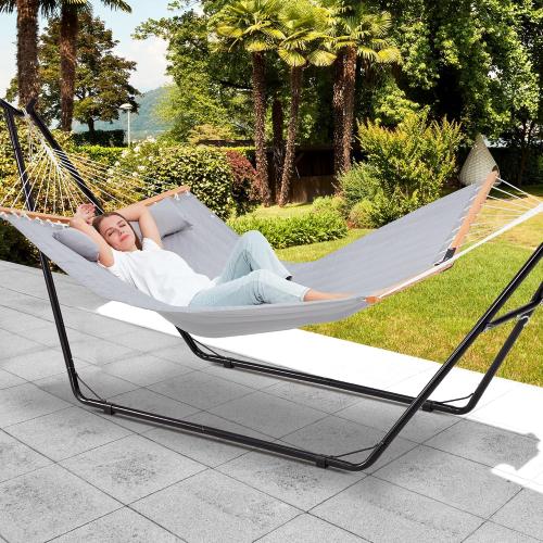 Homgava Universal 2-Person Hammock Stand, 660LBS Capacity,Heavy Duty Steel Hammock Stand, Fits 9.6-14ft Hammocks, Indoor and Outdoor Universal Hammock Stands,Black