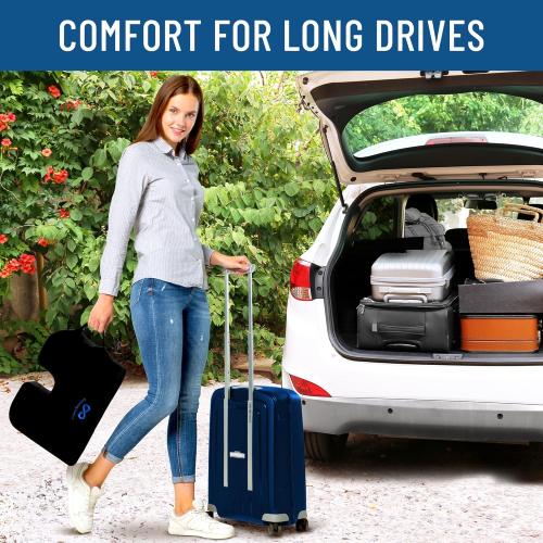 Everlasting Comfort Car Seat Cushion for Driving - Wedge Car Cushion for Office, Travel, Gaming Chair Memory Foam Driver Booster for Short People, Non-Slip, Washable Cover, Back & Sciatica Relief