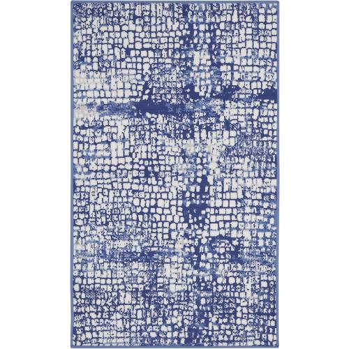 Nourison Home Whimsicle Abstract Ivory Navy 3' x 5' Area Rug, Easy Cleaning, Non Shedding, Bed Room, Living Room, Dining Room, Kitchen (3x5)
