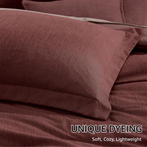 Monbix Queen Comforter Set - Cationic Dyeing Dark Red Bed in a Bag Queen Bedding Sets with Comforter, Sheets, Pillowcases. Reversible Bedding Comforter