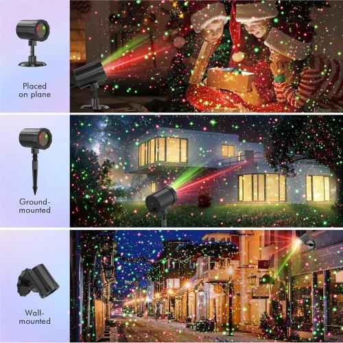 Christmas Projector Lights Outdoor, BINKBANG Red & Green Christmas Light Projector with Remote & Timer, IP65 Waterproof Outdoor Holiday Decoration Light for Party, Yard & Patio