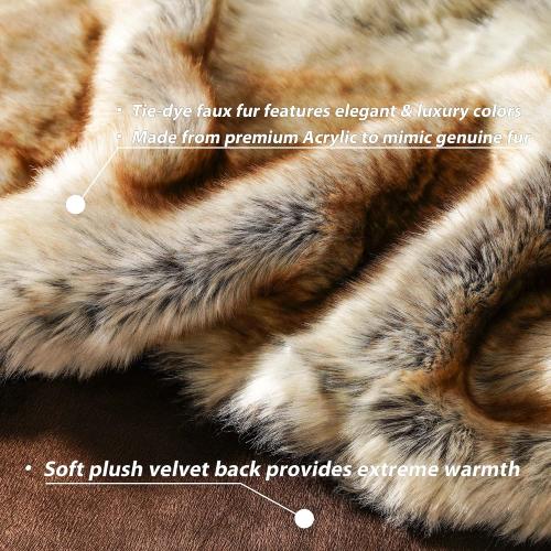 Luxury Brown Faux Fur Throw Blanket for Couch,50x60, Shaggy