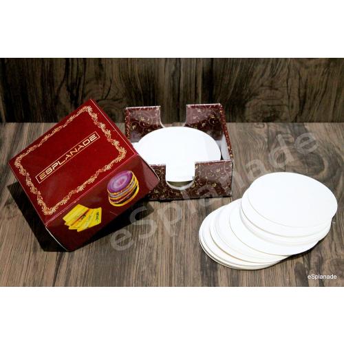eSplanade Disposable Paper Coasters - Use and Throw Reversible Round Paper Coasters - White