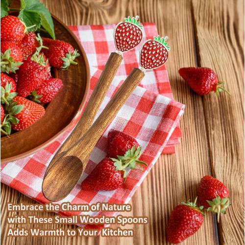 Small Wooden Spoons for Eating,Cute Coffee Spoons,Wooden Teaspoon,Small Wooden Spoons for Honey Coffee Stirring Tea Yogurt Jars, 5.1 Inches Length 4pcs(pumpkin)