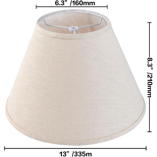 Set of 2 Size 6.3 13x8.3 GO&SO Natural Linen Chimney Lamp Shade Set of 2 Small Farmhouse Lamp shade 6.3 Top x 13 Bottom x 8.3 High Medium LampShade Table & Beside Lamp - Lampshades Replacement - Empire Shade Easy Assembly