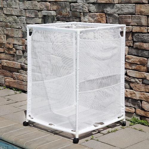 Size 25.4 W x 25.4 L x 40 H Color White Rolling Pool Storage Organizer Bin, Medium, (25.4 W x 25.4 L x 40 H), White