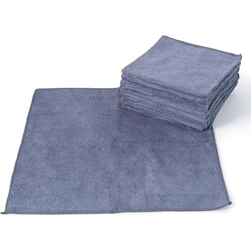 USANOOKS Microfiber Cleaning Cloth Grey - 12 Pcs (12.5x12.5) - High Performance - 1200 Washes, Ultra Absorbent Microfiber Towel Weave Grime & Liquid for Streak-Free Mirror Shine - Car Washing Cloth