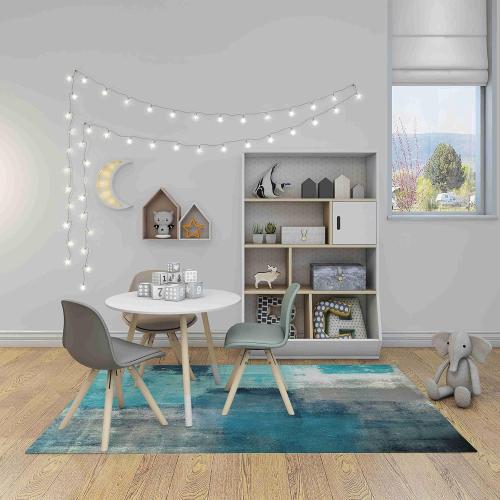 LOKMU Non-Slip Area Rugs Turquoise and Grey Abstract Art Home Decor Rugs Carpet for Classroom Living Room Bedroom Dining Room '