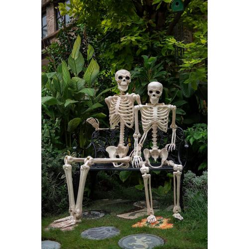 Crazy Bonez Pose-N-Stay Halloween Skeleton, 6 FT – Life-Size, Realistic, Fully Poseable Indoor & Outdoor Decoration, Durable Weather-Resistant Spooky Prop for Yard, Porch, Haunted House