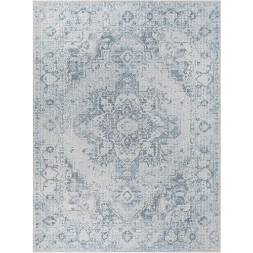 Livabliss Lillian Vintage Washable Area Rug, 7'10 x 10', Blue Gray, (8' x 10')