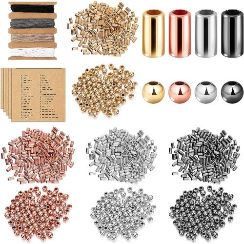 Hicarer DIY Morse Code Bracelet Making Kit, 800 Round and 800 Long Tube Spacer Beads Handmade Adjustable Bracelets Necklaces 20 Morse Code Decoding Card and 20 Yard Twine Cord